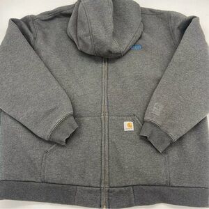 Carhartt Jacket Mens Grey Full Zip Thermal Lined Sweatshirt Hoodie Heavy XL